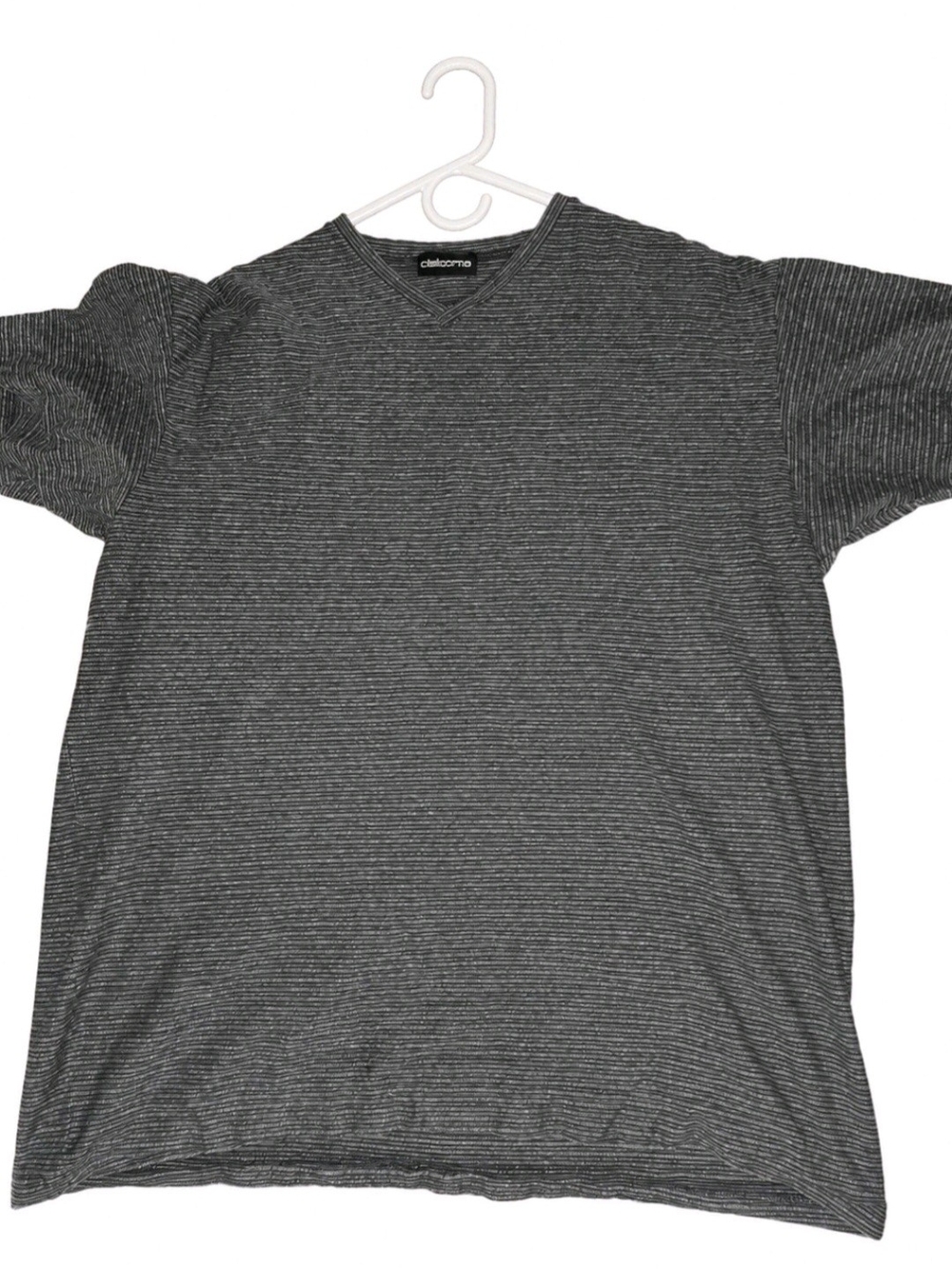 Claiborne Men's Short Sleeve V-Neck Tee - Charcoal Gray Stripe